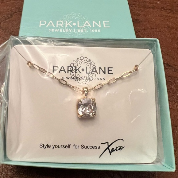 Park Lane Veil Gold Necklace with Square CZ Pendant | New - Picture 6 of 6